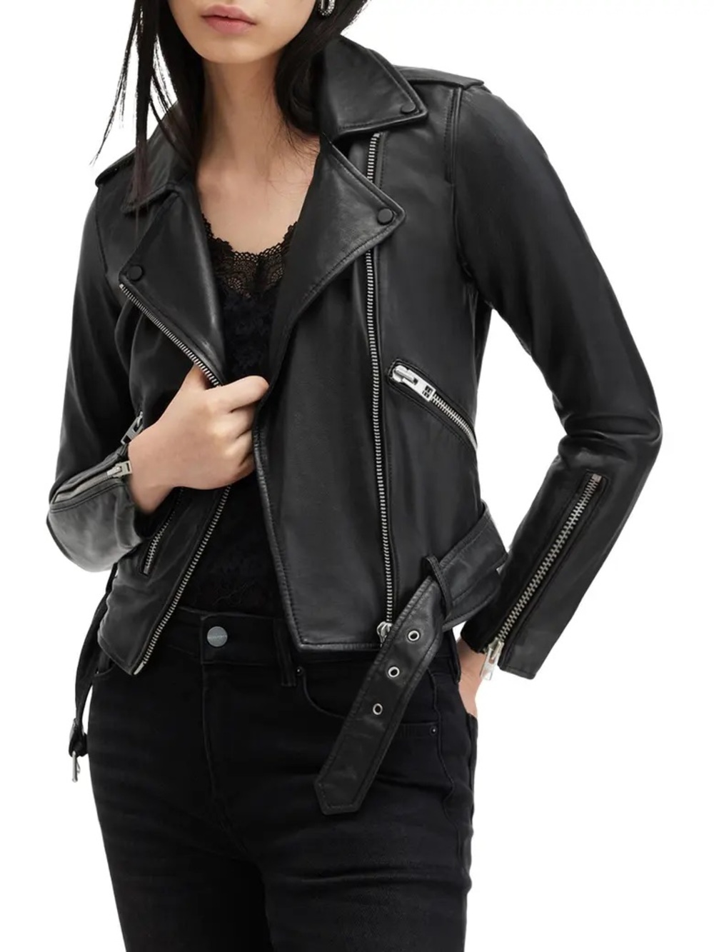 Zara 🖤 Real Leather Black Perfecto Motor Jacket Sz XS 🖤